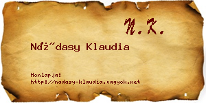 Nádasy Klaudia névjegykártya